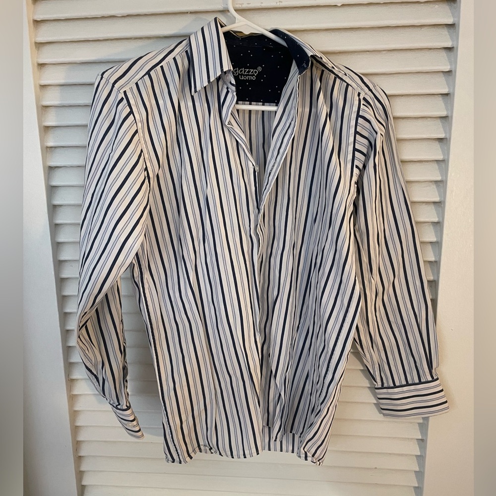 Kids Striped Button Down Shirt - Blue and White